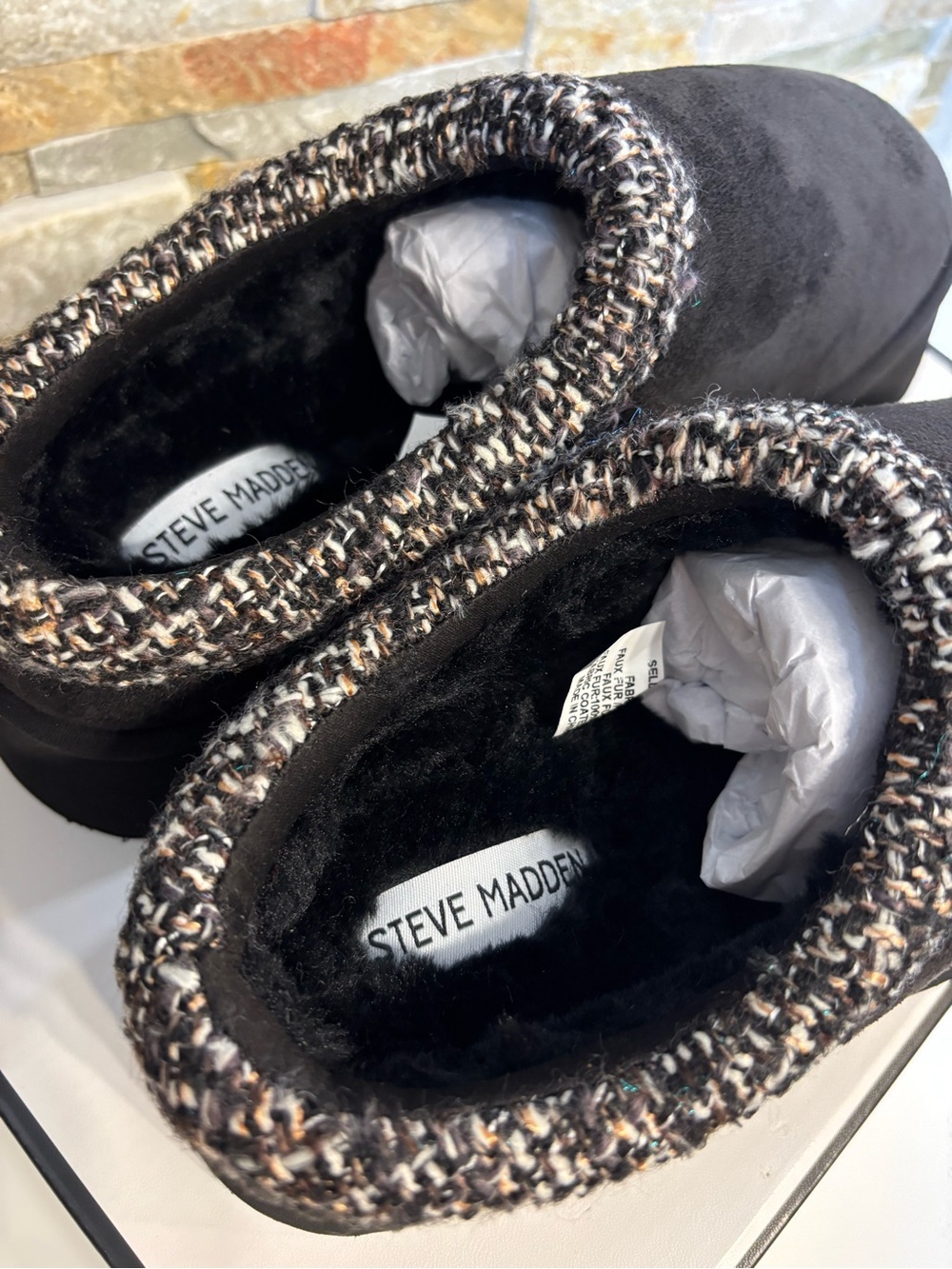 Steve Madden Selena Platform Slippers Black Suede Mules Size 9 NIB Tazz - Picture 7 of 8